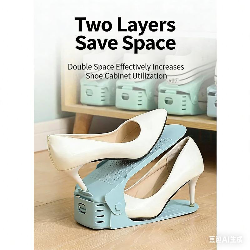 5pcs Double-layer Shoe Rack Adjustable Stacker Shoe Groove Organizer Saves Space Shoe Cabinet Organization Storage Rack Holder