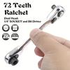 A 72-tooth Double-ended Mini Ratchet Wrench, 1/4 Socket and Screwdriver - Chrome Vanadium Steel Multipurpose Screwdriver and Socket Hand Tools