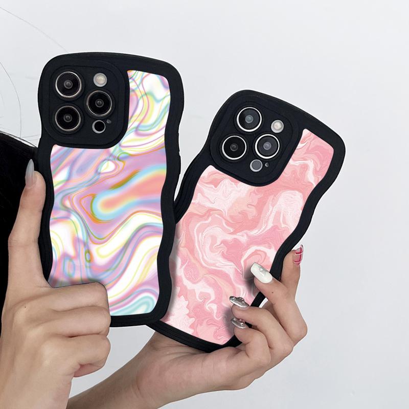 Wave Shape Phone Case For Vivo V23e Y35 Y02 IPhone Tecno Spark Realme C53 C55 Redmi Note 12 Note 11 Pro Samsung S23 Ultra A53 A52 Soft Silicone Cover