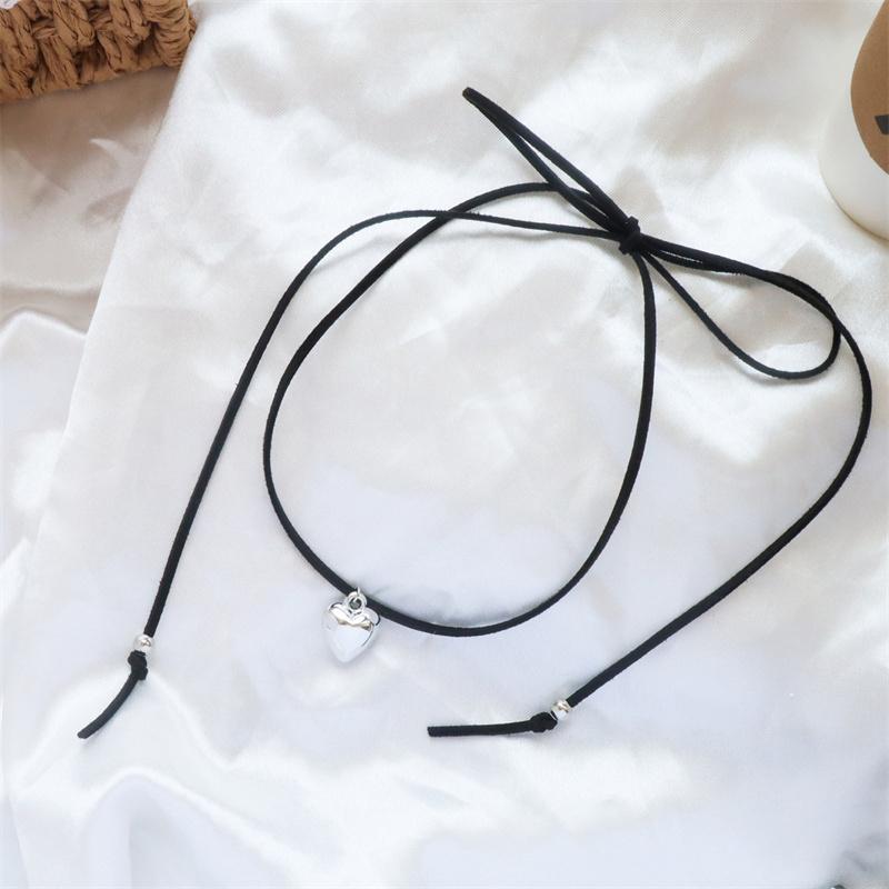 Y2K Сердце Подвеска Ожерелье Регулируемый Бархатный Бантик Любовь Чокер Галстуки Элегантная Ключичная Цепочка Заявление Ювелирные Изделия