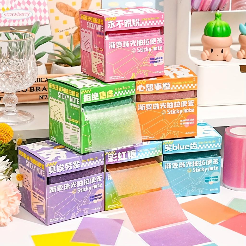 126 Sheets/Box Roll Tape Notes Full Adhesive Pull-Out Dispenser Box To-Do List Peel-Off Notes