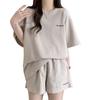 Women's Casual Two-Piece Shorts Set Loose Short Sleeve T-shirts Elastic Waist Shorts Sets with Pockets Summer Lounge Outfit