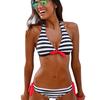 2025 Сексуальное бикини в полоску Купальник Купальник Женский Халтер Комплект бикини Купальный костюм Женский Пуш-ап Бандажный Купальник Женский Бразильский бикини