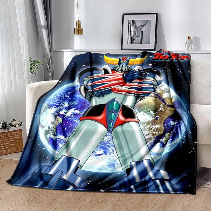 UFO Robot Grendizer Anime Cartoon Soft Plush Blanket,Flannel Blanket Throw Blanket for Living Room Bedroom Bed Sofa Picnic Kids