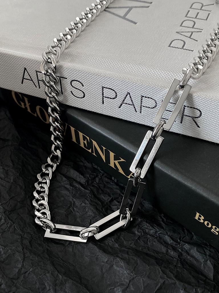 Корейское ретро мужское модное кубинское лоскутное ожерелье, персонализированное хип-хоп уличное крутое ожерелье с цепочкой на ключицу, аксессуары