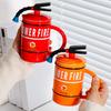 Ceramic Coffee Mug 450ml Funny Flame Extinguisher Cup with Lid Ice Chocolate Milk Beverage Mug Creative Gift for Men Women