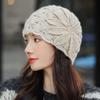 Women's Korean-Style Hand-Crocheted Mohair Beret - Autumn/Winter Hollow Flower Design, Warm Wool Knit Hat