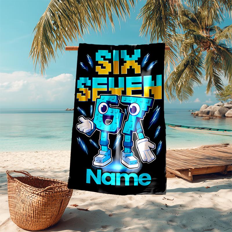 Personalized customized proof beach towel with Six Seven pattern - soft, absorbent,quick-drying,perfect swimming,camping&bathing