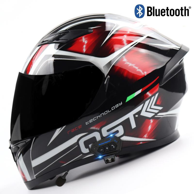 Electric vehicle helmet for men and women with Bluetooth, dual visors, winter helmet, motorcycle racing helmet, all-season full-face safety helmet
