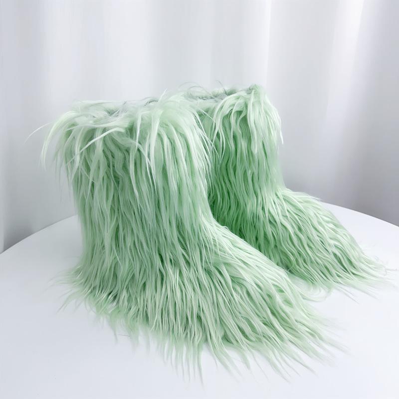 IPPEUM Зимние меховые сапоги 2025 Сапоги до колена для женщин Сапоги выше колена Плюшевые длинные сапоги