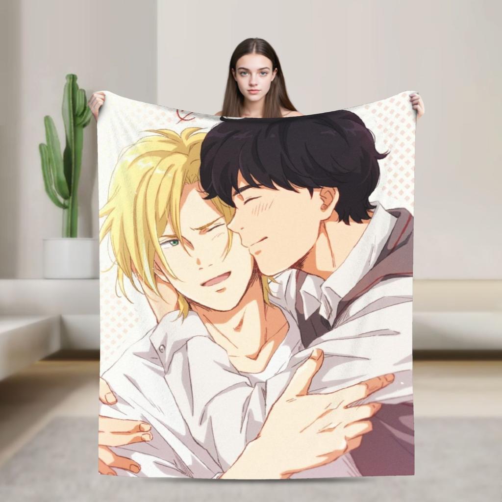 Banana Fish Anime Throw Blanket for Couch  Soft Fuzzy Plush Blanket 50x60 Inch Multiple Sizes Bedspreads for All Seasons