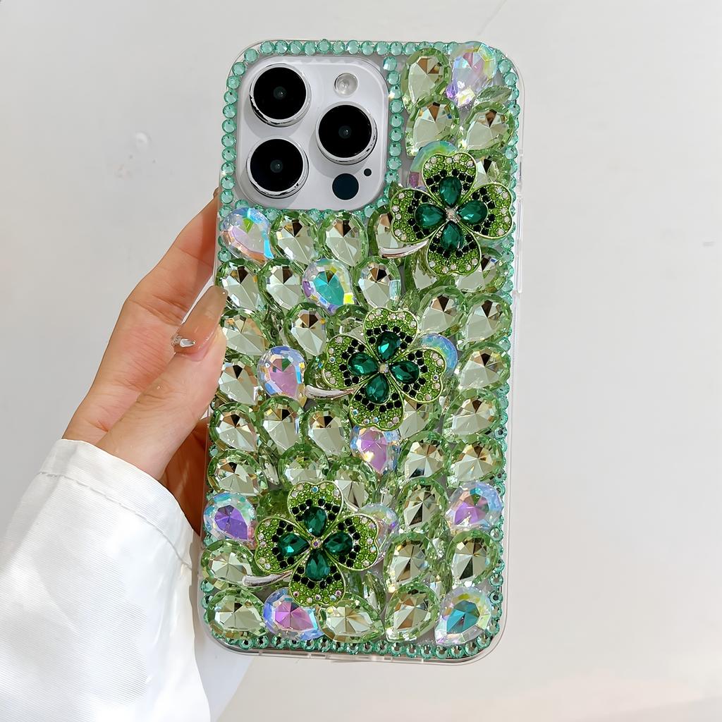 Блестящий стразы Клевер Цветок Кристалл Алмаз Блеск Искры Чехол Для Samsung Galaxy A57 A37 A56 A36 A26 A55 A35 A25 A54 A34 A24 A52 A72 4G 5G