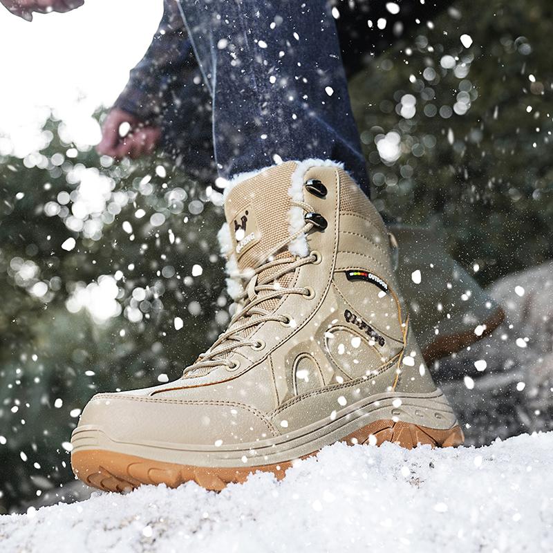 Thick Plush Lined Mens Winter Snow Boots Thick Platform Warm Non Slip Outdoor Waterproof Ankle Boots for Cold Weather Walking