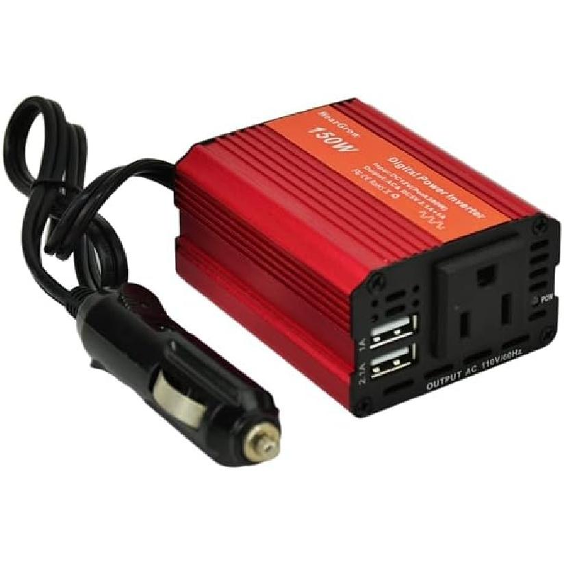 HearGrow 150W Car Power Inverter, 12V DC to 110V AC Converter Outlet with Silent Cooling Fan, 3.1A Dual USB Ports Car Charger for Laptop, Tablet,