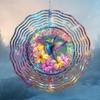 Vibrant 10-inch Hummingbird Wind Spinner – 3D Metal Kinetic Sculpture with 360° Rotating Hook, Floral & Bird Design – Outdoor/Indoor Garden Decor,