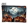 Witch Pumpkin Pattern Bag Storage Bag, with Smooth Zipper, Thickened Polyester Large Capacity Thick Canvas Cosmetic Halloween Printed Pouch Small Item