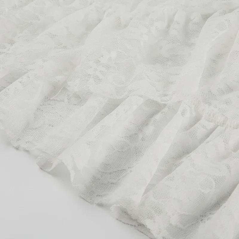 2024 Elegant Lace Slit Skirt with Bowknot & Ruffles