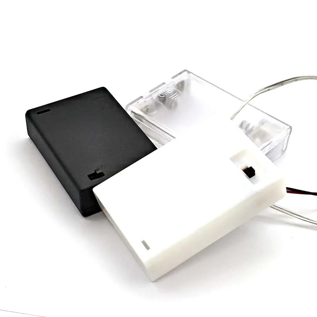 3 * Держатель для батареек AA Коробка для хранения с выключателем и крышкой для батареек AA 4,5 В Стандартный контейнер Черный Белый Прозрачный