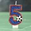 Football Children's Birthday Candles Number 0-9 Blue Sparkles Birthday Creative Soccer Candle for Boy Party Cake Top Decoration