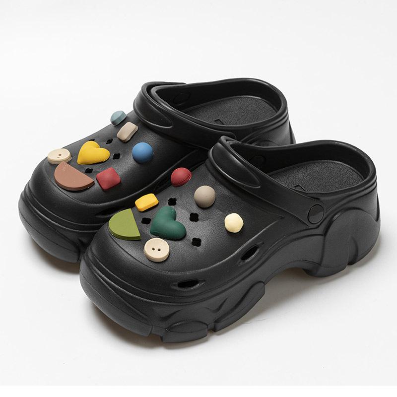 Женские летние мультяшные милые пляжные уличные нескользящие шлепанцы баотоу с толстой подошвой