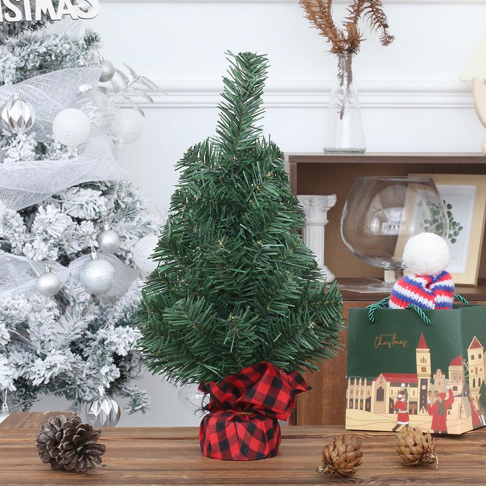 20cm Mini Christmas Tree with Burlap Base - 30cm Green Holiday Ornament for Home or Shopping Mall Decor