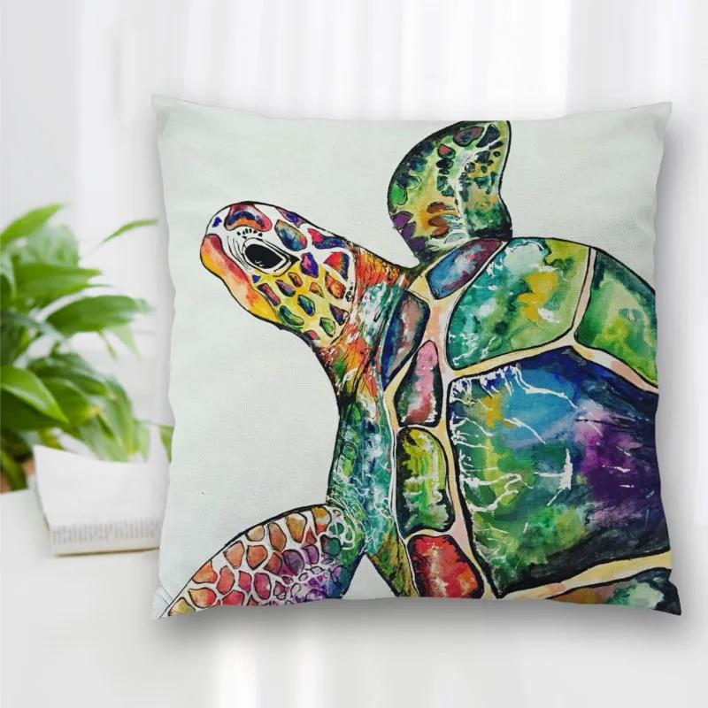 Hot Sale Decorative Pillowcase Turtle Art Painting Square Zipper Best Gift