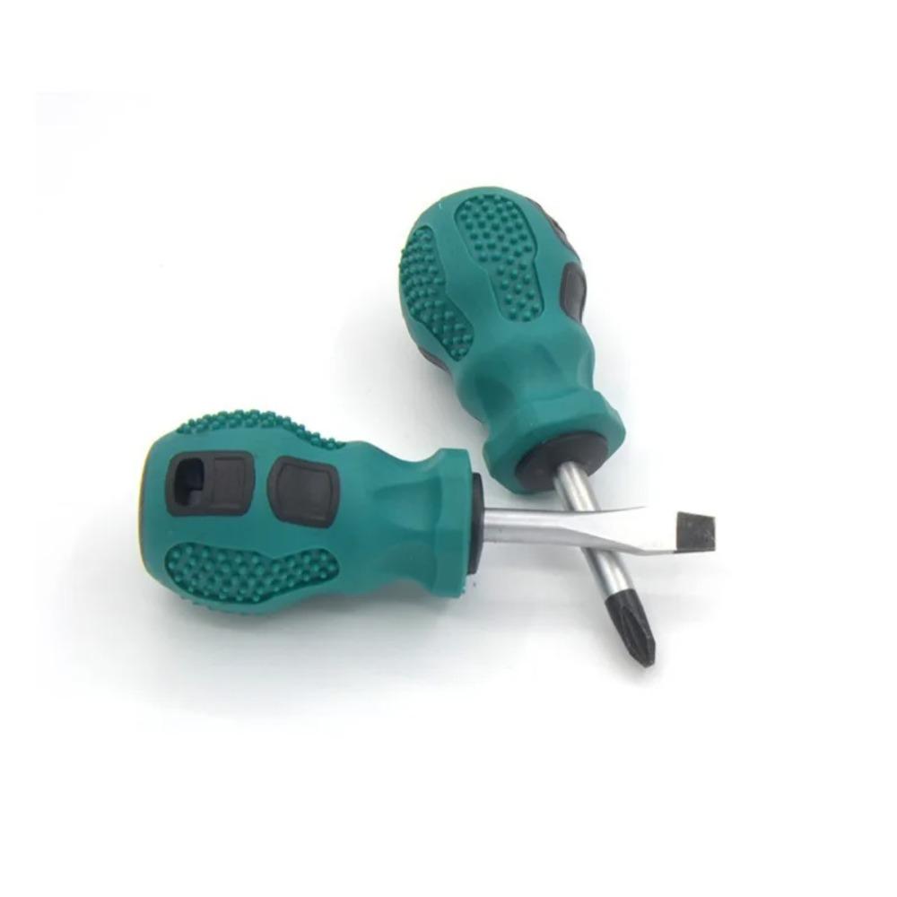 Мини-портативная отвертка с короткой ручкой, резиновая ручка, магнитная крестообразная шлицевая отвертка, ручной инструмент для ремонта