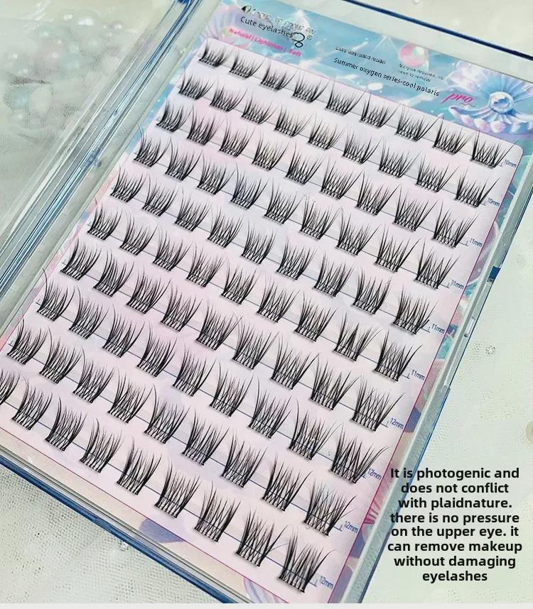 Накладные ресницы Lazy Pearl Girl без клея, самоклеящиеся — натуральные, фотогеничные отдельные пучки, идеально подходят для новичков и мультяшных стилей