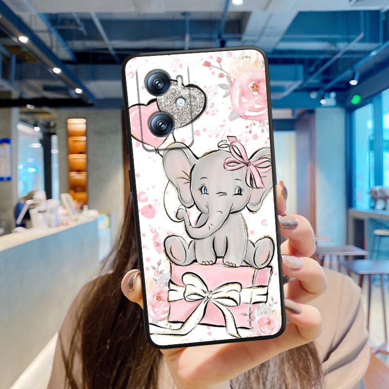 Милый мультфильм Дамбо для OPPO Find X6 X5 X3 A54S A5 A94 A16 A53S A57 A74 A72 A98 A78 A96 A9 5G черный мягкий чехол для телефона