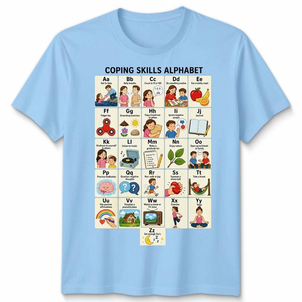 Unisextal Health Awareness Coping Skills Alphabet Counselor Unisex T Shirt