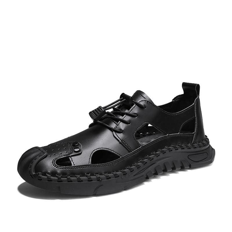 Летние мужские кожаные сандалии, легкие дышащие пляжные сандалии для отдыха на природе, повседневная обувь