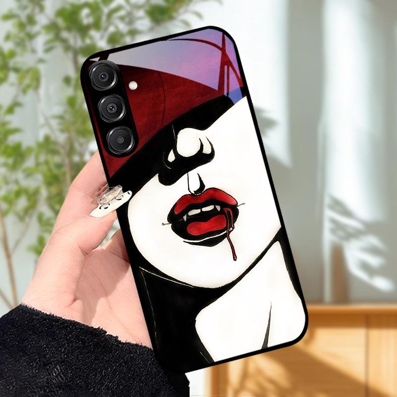 Для Samsung A25 A26 Милый чехол A35 A36 A55 A56 5G Закаленное стекло Чехол для телефона Для Galaxy A15 4G 5G Жесткий ПК Стекло Защитный Fundas
