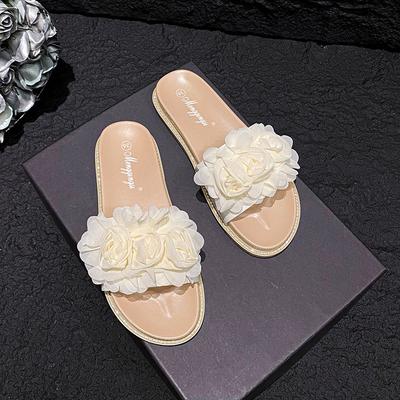 Модные милые шлепанцы с цветочным декором женские, с кристальной отделкой вокруг платформы, сандалии из лакированной кожи с цветочным принтом, большие размеры 43