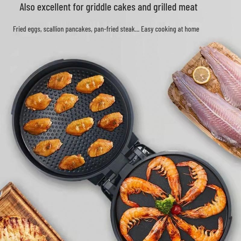 Двусторонний электрический гриль с углубленной поверхностью и функцией духовки для домашнего использования