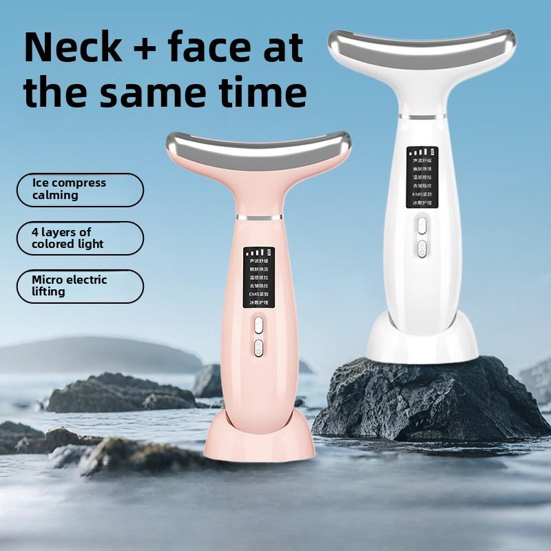 Подтяжка и укрепление шеи, аппарат для красоты, ледяной компресс, электрический аппарат для красоты шеи, 6 режимов, 4 передачи, ледяной компресс с базовым массажным инструментом для дома