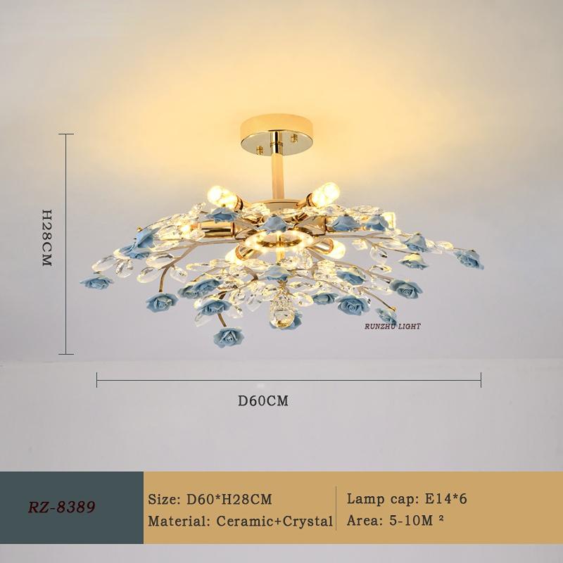 Стильный садовый подвесной светильник, романтический светильник для спальни, теплый потолочный светильник для комнаты, модный подвесной светильник с розой, хрустальный светильник