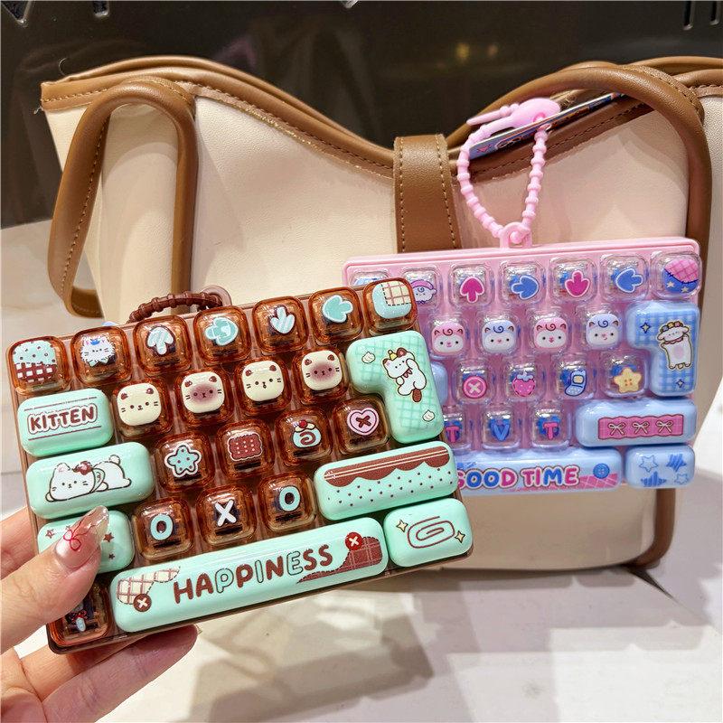 Cute Portable Decompression Toy 26 Key Sensory Push Button Toy Fashion Bag Pendant for Daily Time Killing