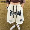 Chic Letter Embroidery Basketball Casual Shorts Men's Summer American Retro Fashion Capris
