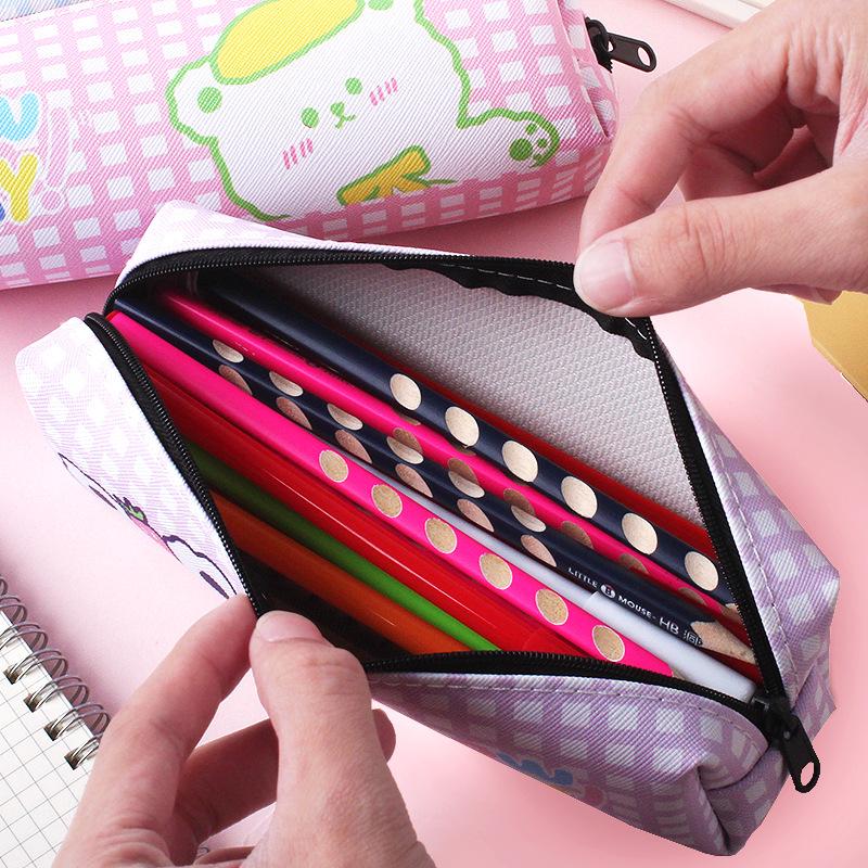 Large Capacity Cartoon Bear Pencil Case - Cute, Multi-functional Zipper Stationery Bag for Students