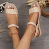 Женская обувь 2024 года, лето, высокое качество, однотонные, модные, с открытым носком, плоские, с одной линией, пряжкой, ремешком, римские, на низком каблуке, женские сандалии