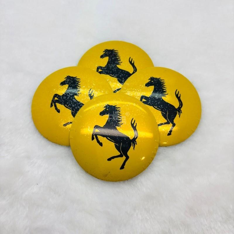 4Pc 56mm/60mm/65mm For Ferrari Horse Donkey Ferrari Donkey Badge Emblem Car Wheel Hub Center Caps Rim Cover Stickers Accessories JW4