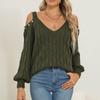 Women's Casual Fashion Comfortable Deep V Sexy Off-shoulder Loose Pullover Sweater Ladies Tops