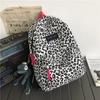 The Leopard Print Backpack for Women Fun Animal Design School Bag for Teenage Girls White Cow Print Card Cute Backpack