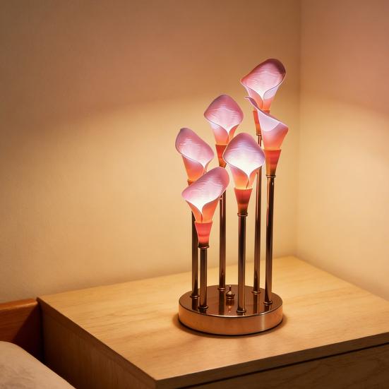 Ночник Калла Искусственные Цветы Настольная Лампа Мягкий Теплый Свет Светодиодный Ночник Энергосберегающий Безопасный Касание Расслабляющий Световой Режим для Декора Спальни