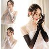 4Colors Sexy Perspective Ladies Long Sleeve Silk Gloves for Wedding Evening Party Gloves for Women