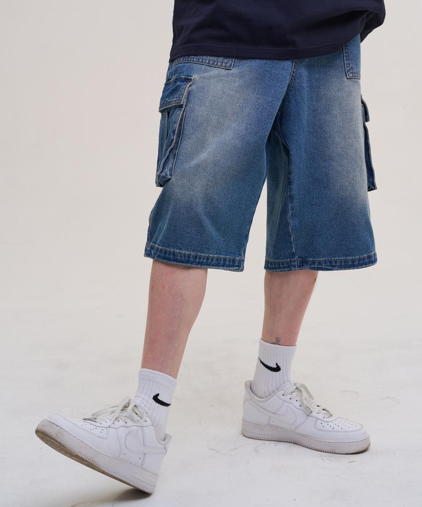 SUPERSUB Sand Washed Denim Shorts - Blue