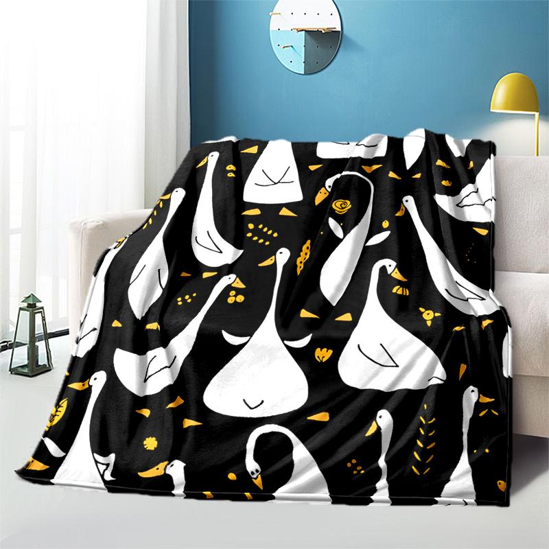 Kawaii Swan фланелевое одеяло с HD принтом, одеяла для кемпинга и пикника для детей, детское одеяло для дивана, офисное одеяло, мягкое тонкое одеяло