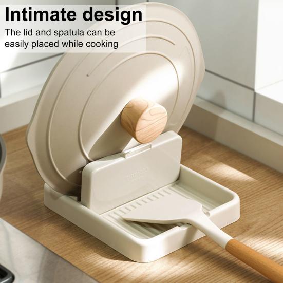 Держатель для крышки кастрюли Подставка для ложки Нескользящая складная конструкция Многофункциональная лопатка Полка для хранения ложек Кухонные принадлежности