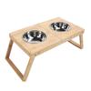 Elevated Cat Bowls Stand Multipurpose Double Stainless Steel Bamboo Raised Dog Bowl for Cats Dogs Pets