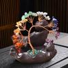 Waterfall Incense Burner Faux Crystal Stone Lucky Tree Resin Ornament Creative Handicraft Incense Cone Holder for Room Home Zen Decoration Meditation